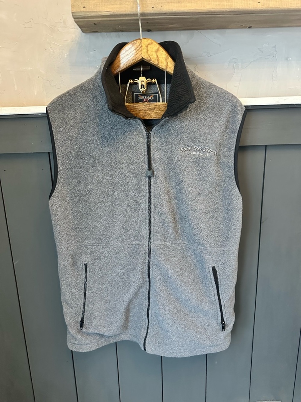Oarsman Bois De Sioux Golf Club‎ Fleece Gray Black Full Zip Vest size M